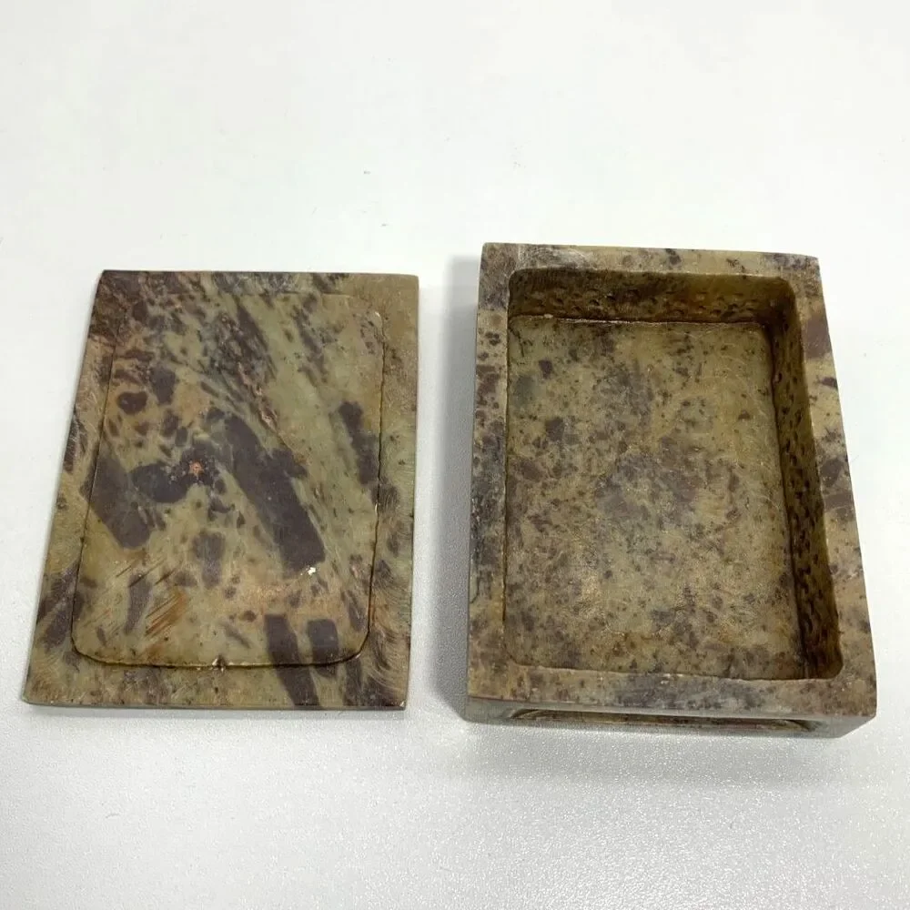 Vintage Soapstone Trinket Box Floral Shell Inlay - Accents in Brass Sedona AZ